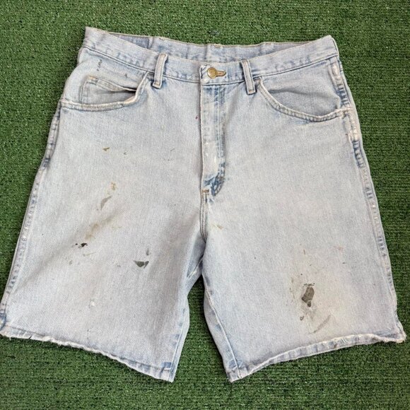 Men's Y2K Light Wash Jean Shorts Size 34" Distressed - Picture 1 of 6